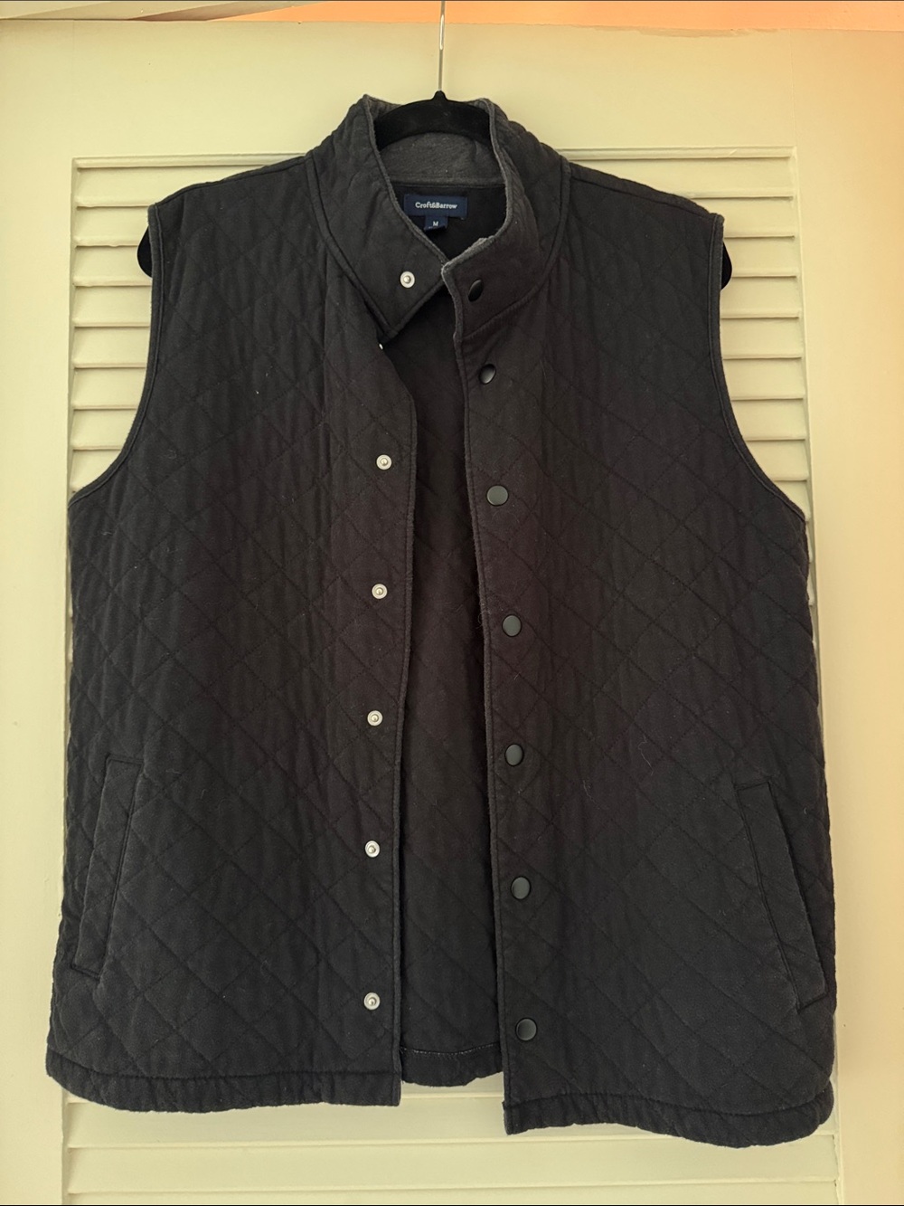croft & barrow Black Quilted Snap-Front Vest